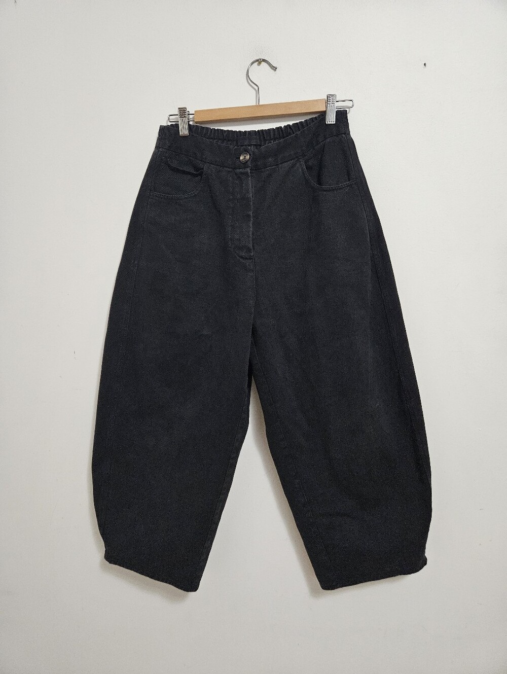 Cordera Barrel Leg Jeans One Size Black Organic Cotton Denim Baggy